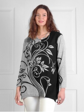 Floral Swirls Printed Soft Knitted Light Sweater
